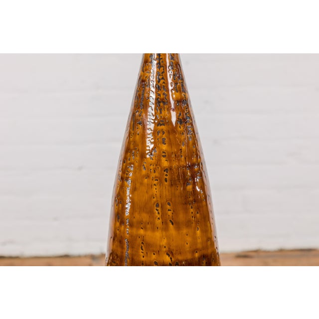 Brown Textured Two-Tone Brown Tall Vase with Narrow Mouth, Elegant Home Decor For Sale - Image 8 of 12