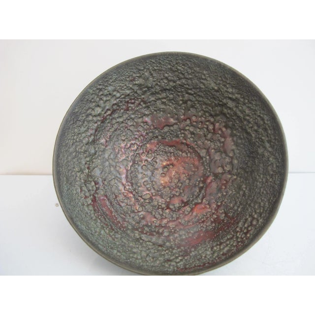 Mid 20th Century Beatrice Wood Beato Red Volcanic Iridescent Luster Pottery Footed Bowl For Sale - Image 5 of 11