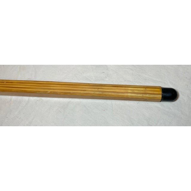 Brown High Quality Vintage Handmade Japanese Kyoto Square Bamboo Walking Stick Cane For Sale - Image 8 of 15