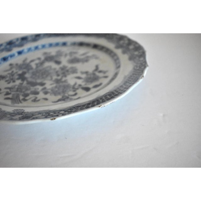 Ceramic 18th-Century Qianlong Blue Underglaze Peony Plate For Sale - Image 7 of 12