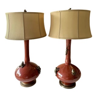 Vintage Oxblood Iridescent Chameleon Lamps For Sale