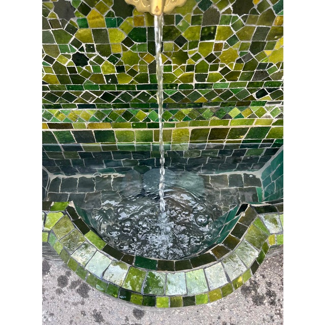Metal Emerald Green Arched Mosaic Vintage Wall Fountain For Sale - Image 7 of 8