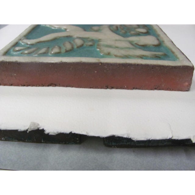 Early 20th Century Grueby Pottery Decorative "Angel" Tile 6" X 6" Circa 1905 For Sale - Image 5 of 9