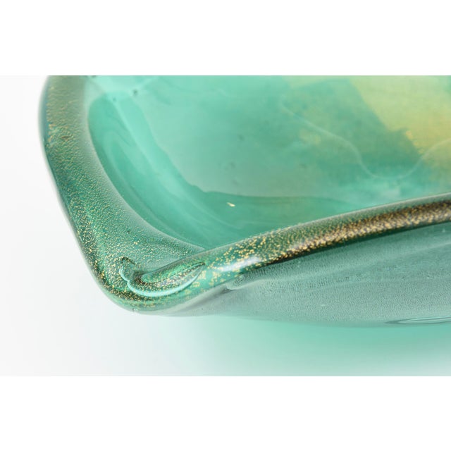 Vintage Murano Barovier E Toso Emerald Green and Gold Aventurine Glass Bowl, 50's For Sale In Miami - Image 6 of 11