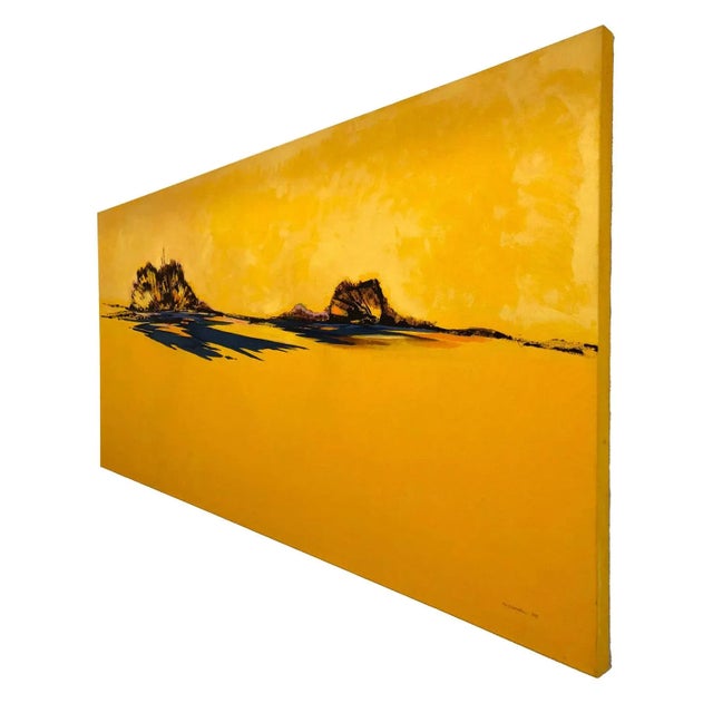 Sunshine Again, Horizontal Yellow Abstract Landscape Painting, Oil on Canvas. 2015 For Sale - Image 3 of 6