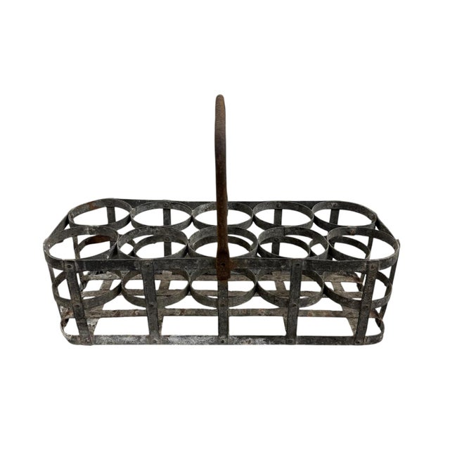 Large Antique Galvanized Bottle Carrier, 1890s, in Good conditions. Designed 1890 to 1919