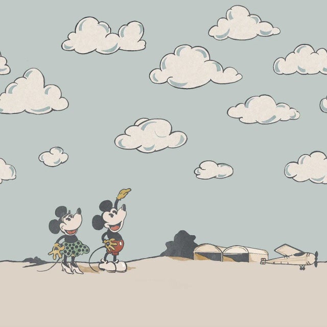 Sanderson Mickey In the Clouds Wallpaper in Sea Salt For Sale