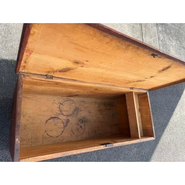 Brown Antique Early 19th Century 6 Board Pine Blanket Chest For Sale - Image 8 of 11