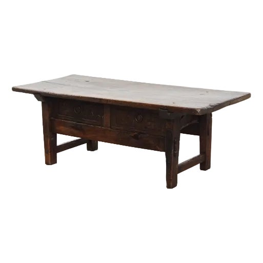 Antique Spanish Coffee Table with Drawers, 17th Century For Sale