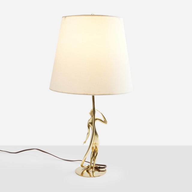 Brass 1930s Brass Table Lamp by Karl Hagenauer For Sale - Image 8 of 14