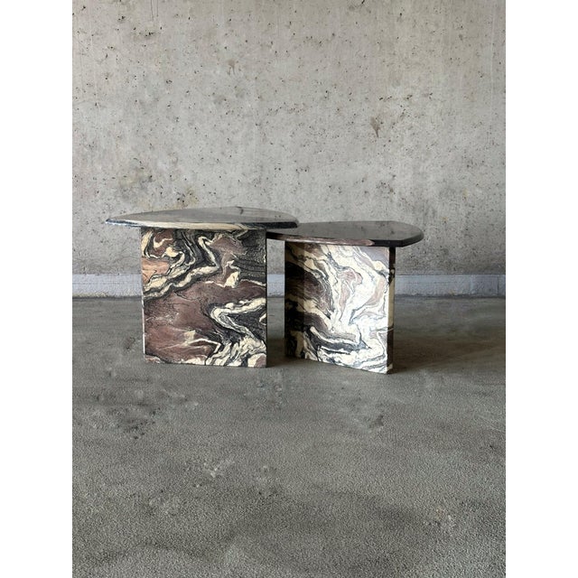 Mid-Century Modern Vintage Cipollino Marble Coffee Tables, 1970s, Set of 2 For Sale - Image 3 of 10