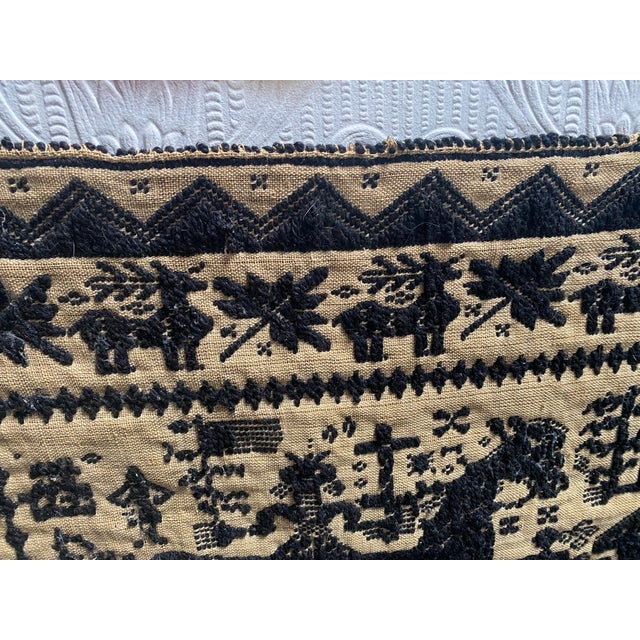 Circa 1790 Handmade Folk Art Americana Horses Flags Altar Cloth Runner For Sale - Image 12 of 12