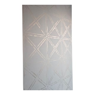 New Handmade Wallpaper With Metallic Geometric Pattern on Paper-Textile Runo For Sale
