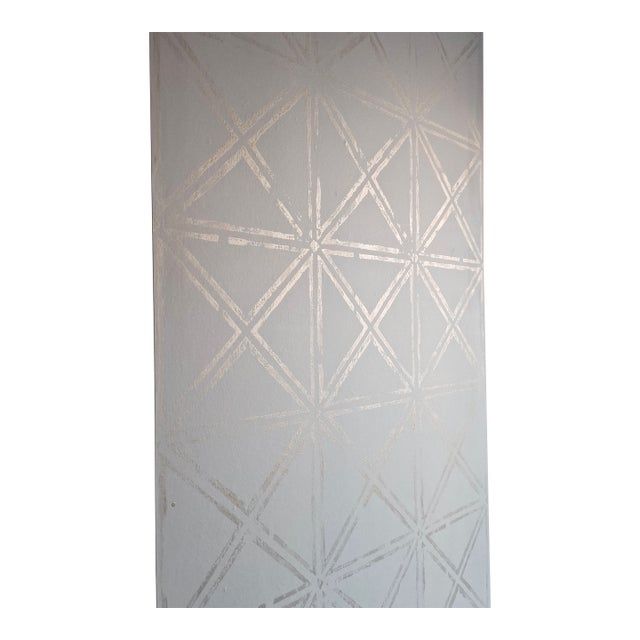 New Handmade Wallpaper With Metallic Geometric Pattern on Paper-Textile Runo For Sale