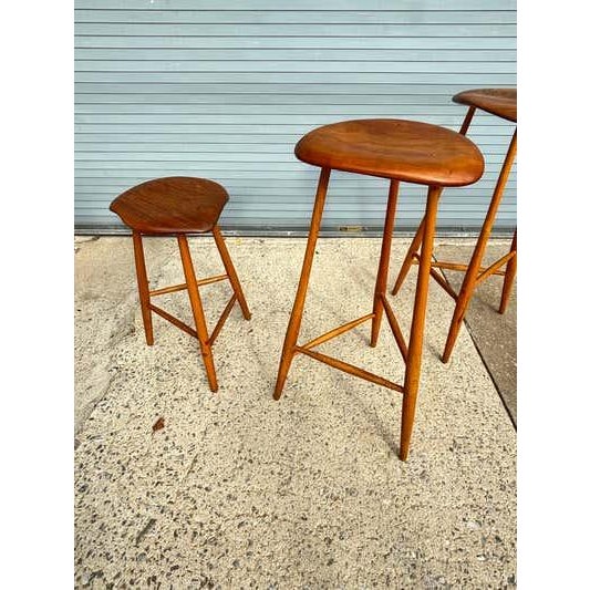 Late 20th Century Horace B. Hartshaw Walnut Stools/ Handcrafted /Wharton Esherick Style For Sale In Philadelphia - Image 6 of 13