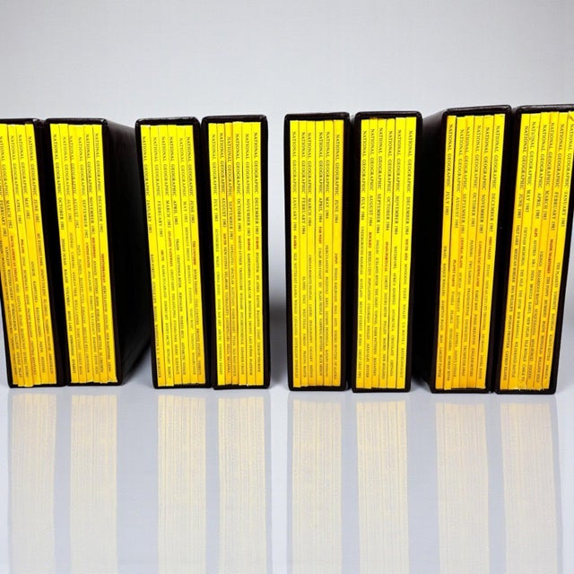 1980s Vintage National Geographic Magazine Collection in Decorative Book-Style Slip Cases, 1982-1985 For Sale - Image 5 of 7