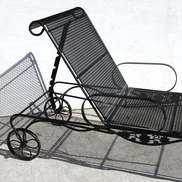 Woodard Style Wrought Iron Patio Chaise Lounge | Chairish