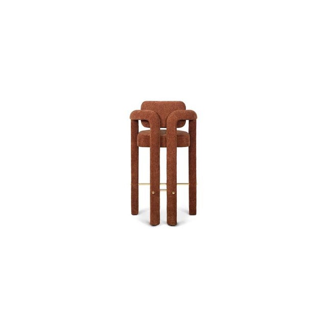 Double Arch Bar Stool in Brass and Drau Ref. 5 Upholstery by Insidherland For Sale - Image 6 of 11