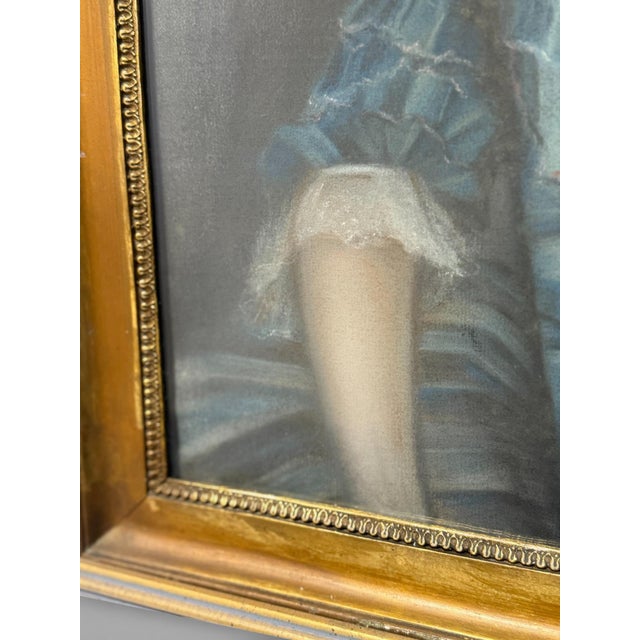 Blue Pastel Portrait of a Young Woman, Probably French, Circa 1780 For Sale - Image 8 of 11