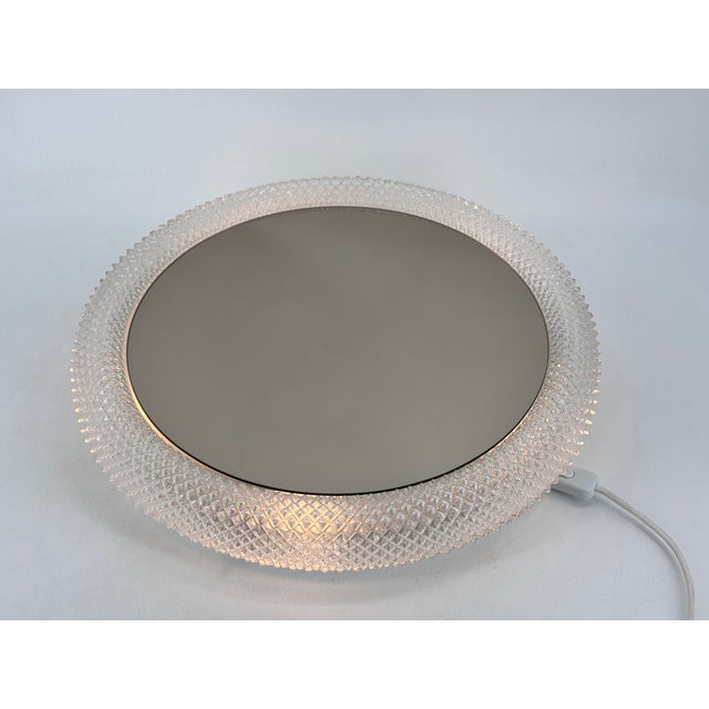 Metal Illuminated Wall Mirror in Crystal Glass from Glashütte Limburg, Germany, 1960s For Sale - Image 7 of 16