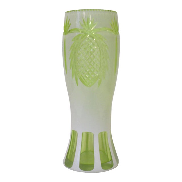 Art Deco Bohemian Pineapple Cut Glass Vase For Sale