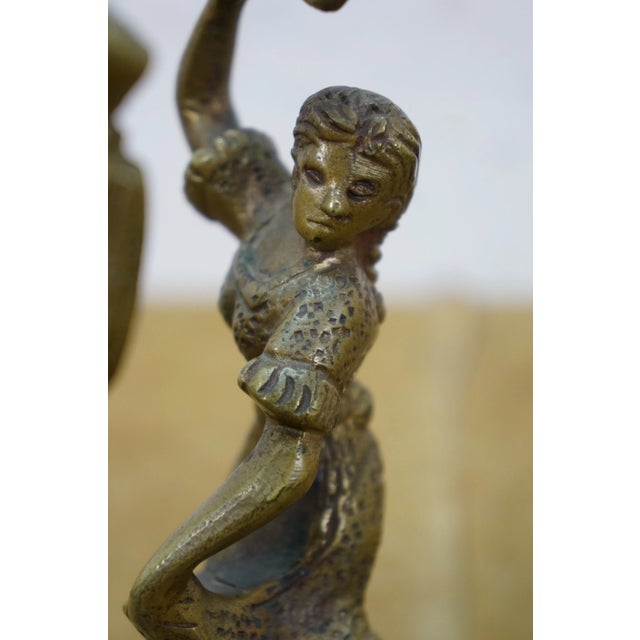 Vintage Mexican Folk Art Salsa Dancers Brass Figurine Sculpture Onyx Base 7" For Sale - Image 12 of 12