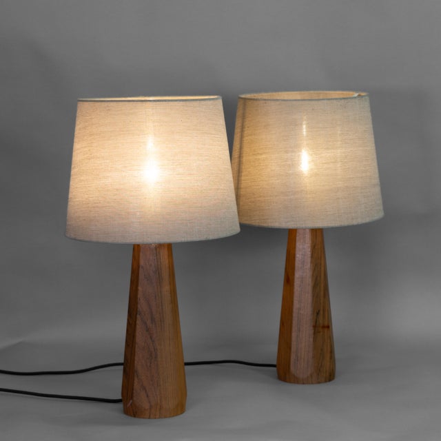 Wood Vintage Teak Table Lamps, 1970s, Set of 2 For Sale - Image 7 of 7