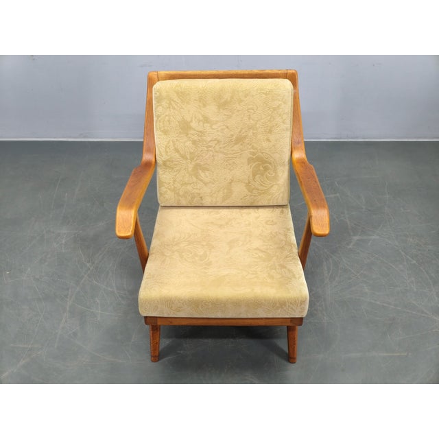 Wood Vintage Prototype Oak Lounge Chair with Label, 1950s For Sale - Image 7 of 13