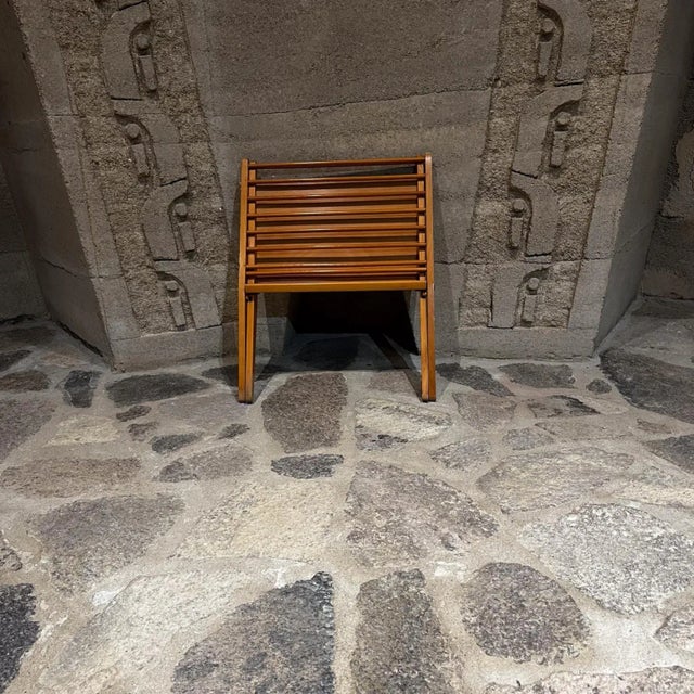 1960s Magazine Holder Sculptural Folding Wood Rack Yugoslavia For Sale - Image 10 of 10