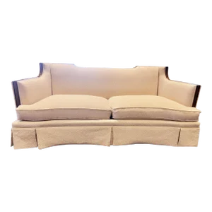 Theodore Alexander Upholstered Sofa With Fruitwood Trim & Kick Pleat Skirt – 79”
