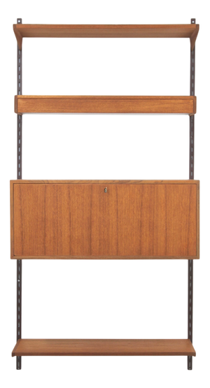Shelving System with Teak Lighting Element by Kai Kristiansen for FM Møbler, 1960s, Set of 6