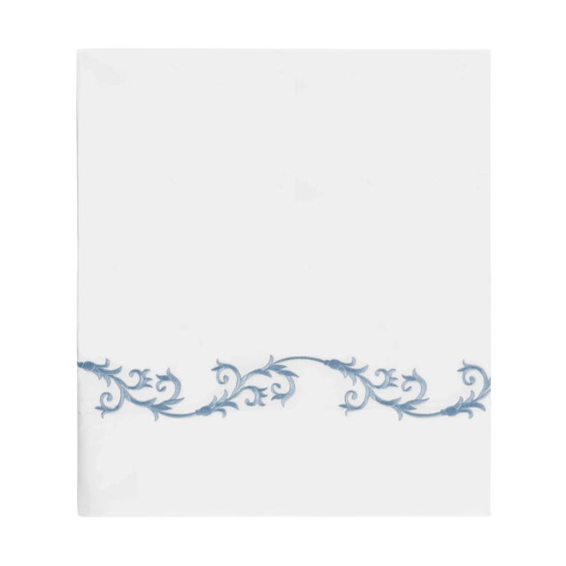 Traditional Tuscany Queen Flat Sheet in Slate Blue For Sale - Image 3 of 3