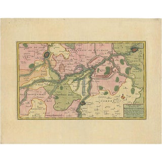 Antique Map of the Region of Bouchain and Cambrai by Visscher, 1680 For Sale