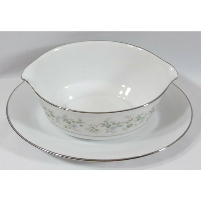 1990s Vintage Mid-Century Modern Noritake "Savannah" Gravy Boat With Attached Underplate For Sale - Image 5 of 6