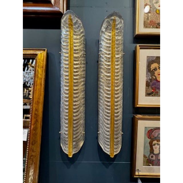 Glass Large Scale Murano Glass Leaf Sconces For Sale - Image 7 of 7