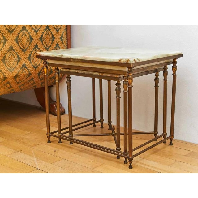 2000 - 2009 French Nesting Tables with Onyx Tops, Set of 3 For Sale - Image 5 of 7