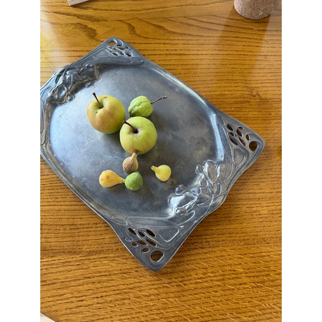 Silver Vintage Belle Époque Pewter Tray, 1900s For Sale - Image 8 of 18