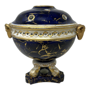 Antique Regency English Crown Derby Vase Pot Pourri Centerpiece Cobalt Blue 1815