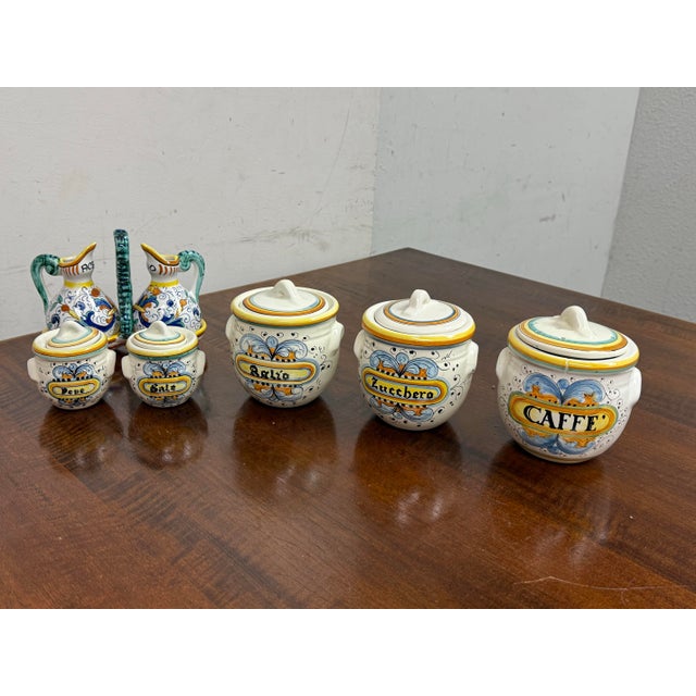 Design Plus Gallery presents a Set of Eight of Ceramica Ericina Rita Italia Pottery Set. A charming and functional Italian...
