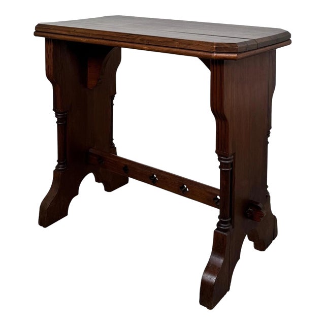 Antique 19th Century Gothic Pitch Pine Side Table For Sale