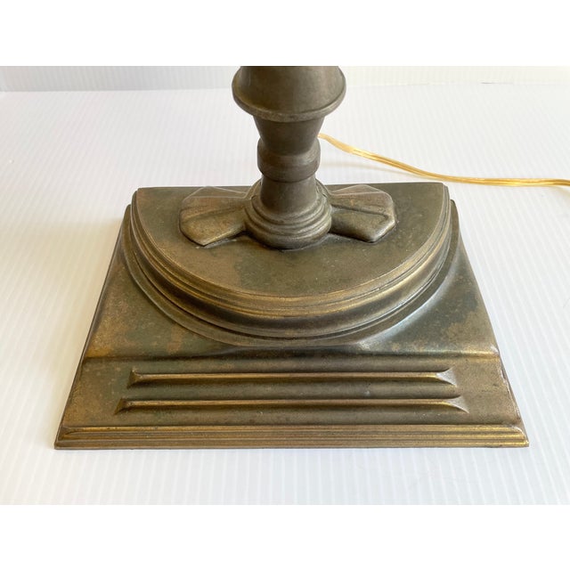 Mid 20th Century Art Deco Brass Library Bankers Desk Lamp For Sale - Image 9 of 12