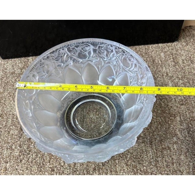 Fine Lead Frosted Crystal 8 1/2" Bowl With Silver Plated Base Vintage For Sale In Atlanta - Image 6 of 7