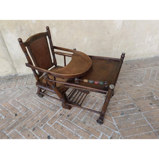 Wood French Children's Chair in Walnut, Late 1800s For Sale - Image 7 of 18