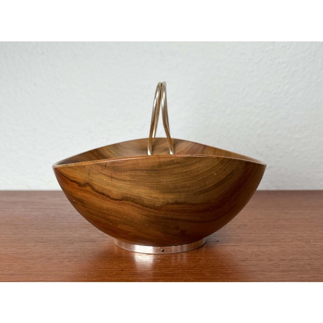 Mid-Century Modern Teak and Silver Plated Metal Bowl from Grasoli, Italy, 1960s For Sale - Image 15 of 18