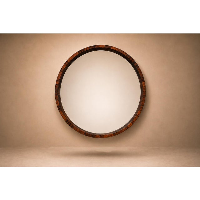 Mid-Century Modern Monumental Brazilian Modern Round Mirror in Rosewood, 1960s For Sale - Image 3 of 15