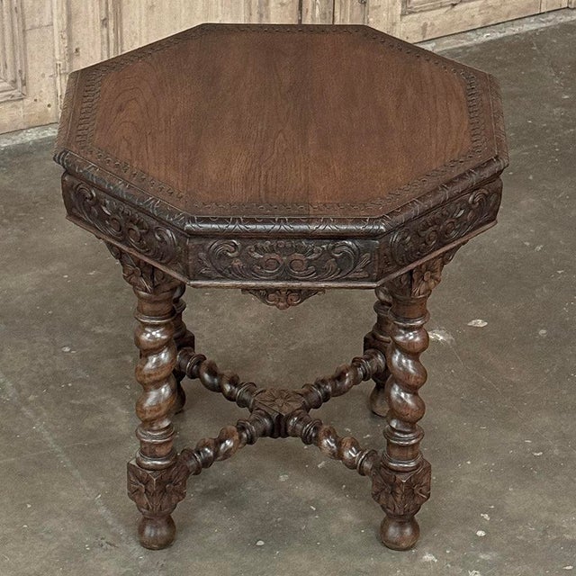 Antique French Renaissance Octagonal Barley Twist Table For Sale - Image 15 of 17