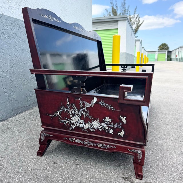 Vintage Chinese Rosewood With Mother of Pearl Inlay Sofa For Sale - Image 10 of 12