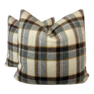 "Mapleton Plaid" in Antelope 22" Pillows-a Pair For Sale