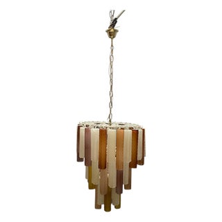 Large Murano Glass Tube Chandelier, 1980s For Sale