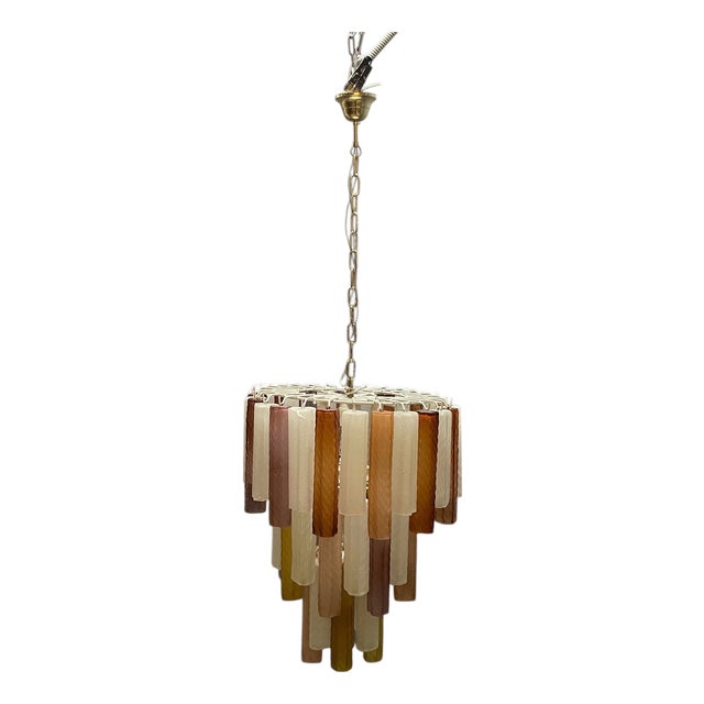 Large Murano Glass Tube Chandelier, 1980s For Sale